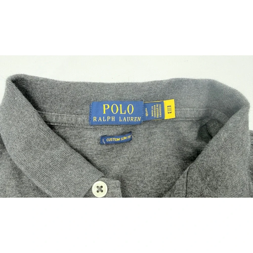 Polo Ralph Lauren Mens Custom Slim Fit Polo Shirt‎ Gray Large